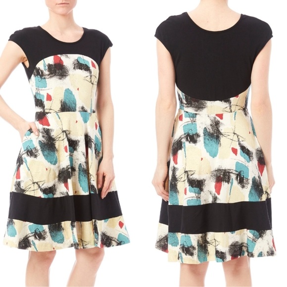 Effie's Heart Dresses & Skirts - Effie’s Heart Napoli Style Brush Stroke Mid Century Vibe Dress Size Small